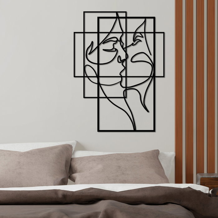 Wallity Accesorio Decorativo de Pared Metal Negro Elegante 70x52cm Obra de Arte para el Hogar